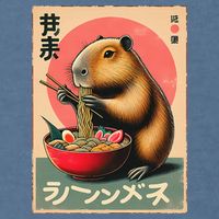 Capybara Eating Ramen Noodles Japanese Art Capybara Garment-Dyed Sweatshirt