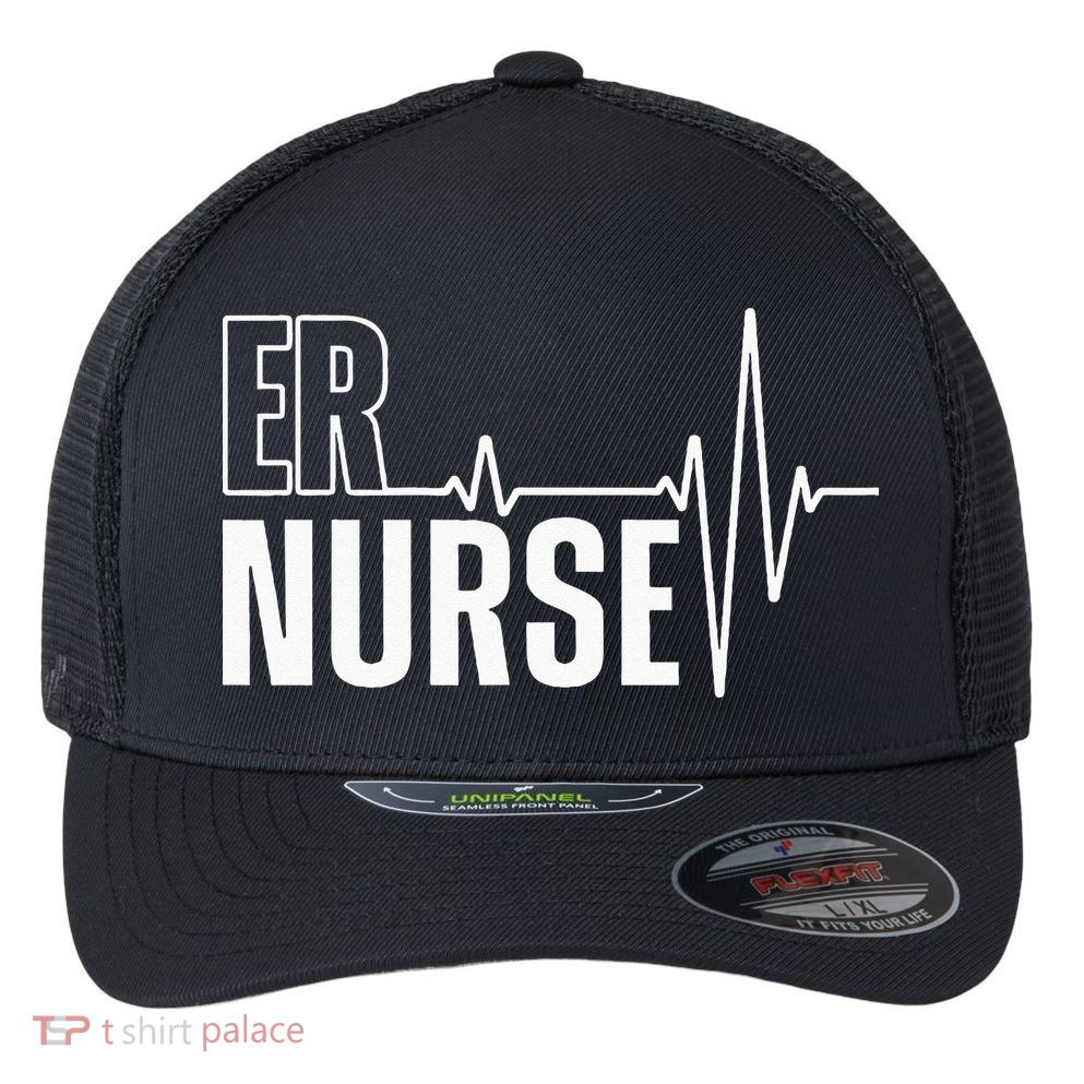 Cool Emergency Room Nurse Design For Men Women ER Nursing Flexfit Unipanel Trucker Cap