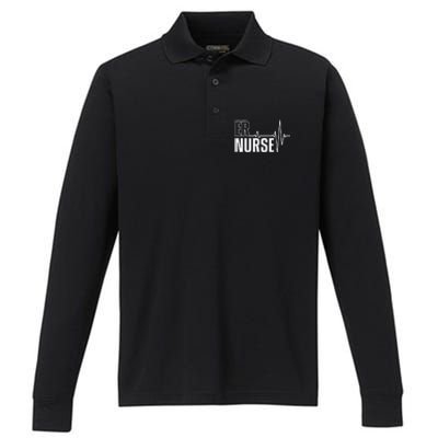 Cool Emergency Room Nurse Design For Men Women ER Nursing Performance Long Sleeve Polo