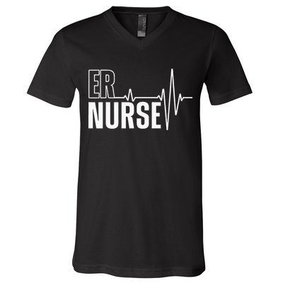 Cool Emergency Room Nurse Design For Men Women ER Nursing V-Neck T-Shirt