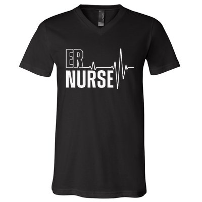 Cool Emergency Room Nurse Design For Men Women ER Nursing V-Neck T-Shirt