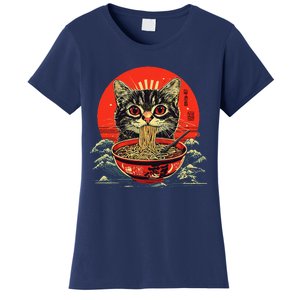 Cat Eating Ramen Noodles Kawaii Anime Manga Japanese Food Women's T-Shirt