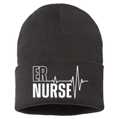 Cool Emergency Room Nurse Design For Men Women ER Nursing Sustainable Knit Beanie