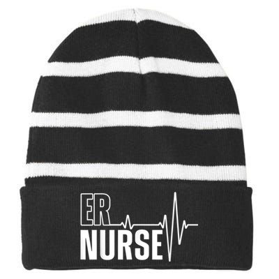 Cool Emergency Room Nurse Design For Men Women ER Nursing Striped Beanie with Solid Band