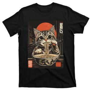 Cat Eating Ramen Noodles Kawaii Anime Manga Japanese Food T-Shirt