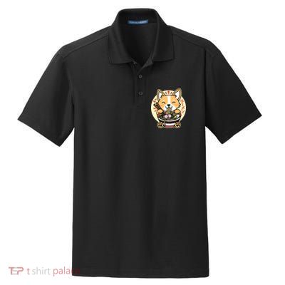 Corgi Eating Ramen Cute Kawaii Noodles Dry Zone Grid Polo