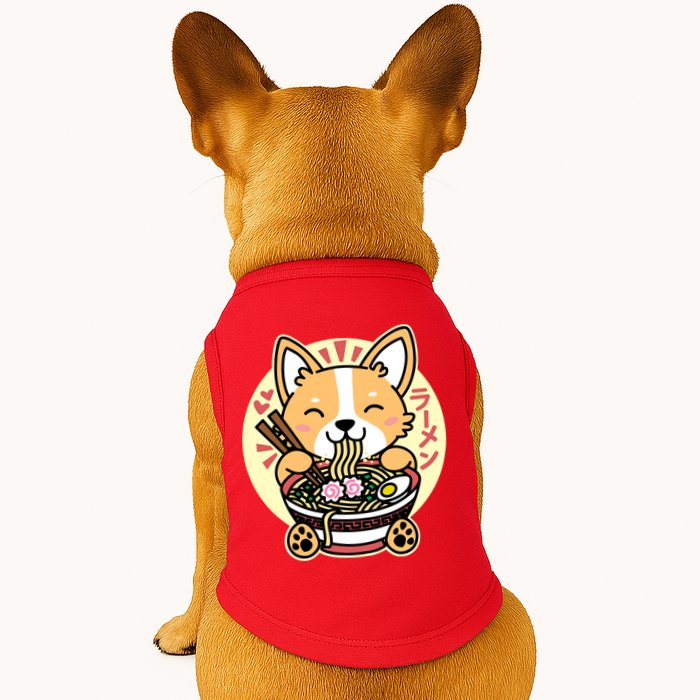 Corgi Eating Ramen Cute Kawaii Noodles Doggie Tank