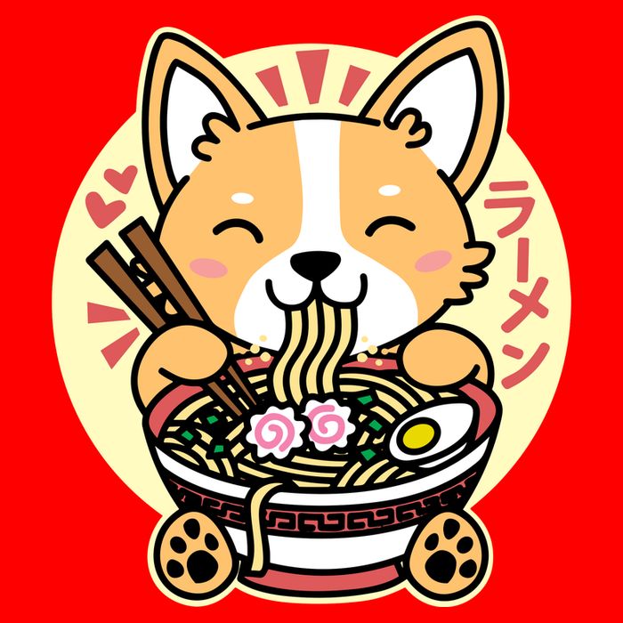 Corgi Eating Ramen Cute Kawaii Noodles Doggie Tank