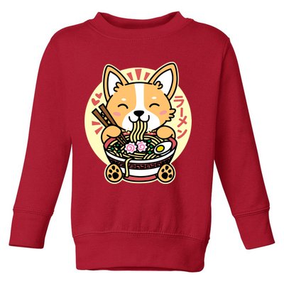 Corgi Eating Ramen Cute Kawaii Noodles Toddler Sweatshirt