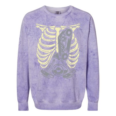 Car Engine Ribs Auto Mechanic Halloween Skeleton Colorblast Crewneck Sweatshirt