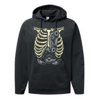 Car Engine Ribs Auto Mechanic Halloween Skeleton Performance Fleece Hoodie