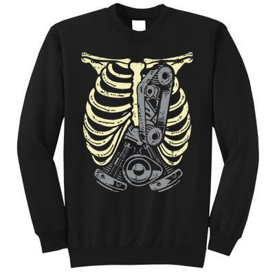 Car Engine Ribs Auto Mechanic Halloween Skeleton Sweatshirt