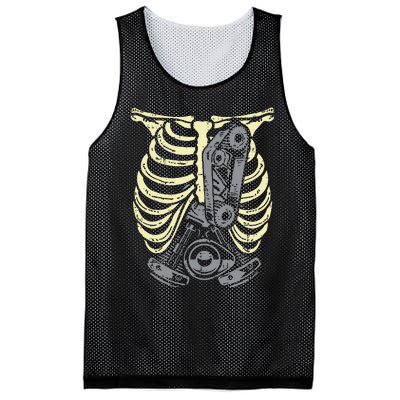 Car Engine Ribs Auto Mechanic Halloween Skeleton Mesh Reversible Basketball Jersey Tank