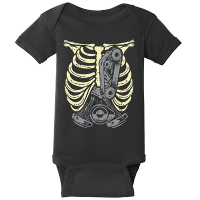 Car Engine Ribs Auto Mechanic Halloween Skeleton Baby Bodysuit