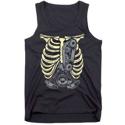 Car Engine Ribs Auto Mechanic Halloween Skeleton Tank Top