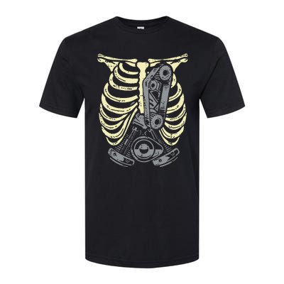 Car Engine Ribs Auto Mechanic Halloween Skeleton Softstyle CVC T-Shirt