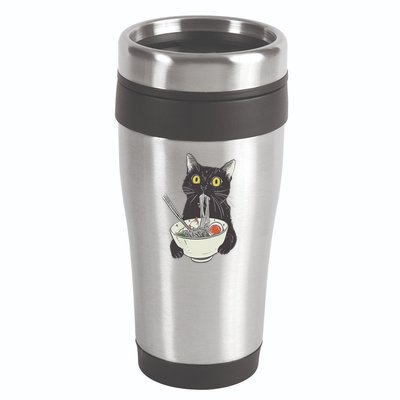 Cat Eating Ramen Vintage Japanese Noodles 16oz Travel Tumbler