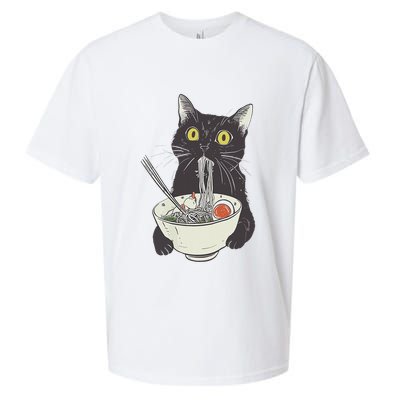 Cat Eating Ramen Vintage Japanese Noodles Sueded Cloud Jersey T-Shirt