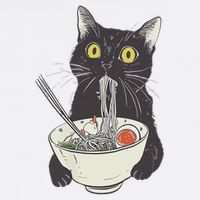 Cat Eating Ramen Vintage Japanese Noodles Cooling Performance Crew T-Shirt