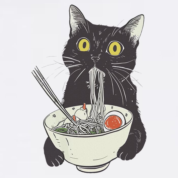 Cat Eating Ramen Vintage Japanese Noodles Cooling Performance Crew T-Shirt