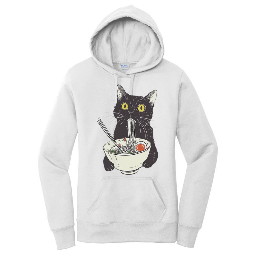 Cat Eating Ramen Vintage Japanese Noodles Women's Pullover Hoodie