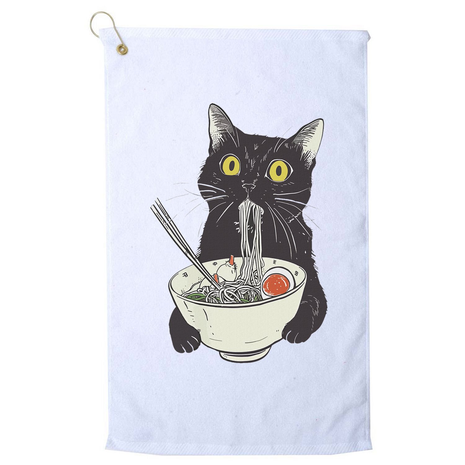 Cat Eating Ramen Vintage Japanese Noodles Golf Towel
