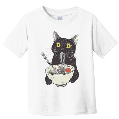 Cat Eating Ramen Vintage Japanese Noodles Toddler T-Shirt