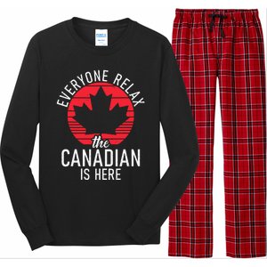 Canada Everyone Relax The Canadian Is Here Funny Canadian Long Sleeve Pajama Set