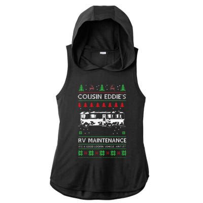 Cousin Eddies RV Maintenance Funny Holiday Ugly Christmas Ladies PosiCharge Tri-Blend Wicking Draft Hoodie Tank