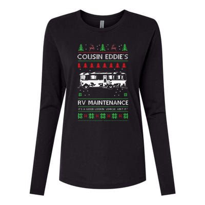 Cousin Eddies RV Maintenance Funny Holiday Ugly Christmas Womens Cotton Relaxed Long Sleeve T-Shirt