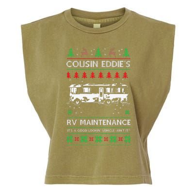 Cousin Eddies RV Maintenance Funny Holiday Ugly Christmas Garment-Dyed Women's Muscle Tee