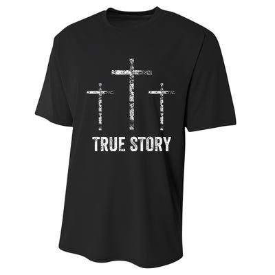 Christian Easter Resurrection Day True Story Jesus Cross Performance Sprint T-Shirt