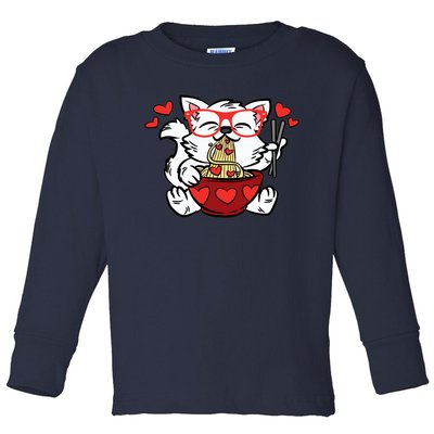 Cat Eating Ra Valentines Day Cute Kitten Kitty Love Toddler Long Sleeve Shirt