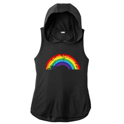 Cool Elegant Rainbow Vintage Retro 80's Style Gift Meaningful Gift Ladies PosiCharge Tri-Blend Wicking Draft Hoodie Tank