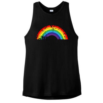 Cool Elegant Rainbow Vintage Retro 80's Style Gift Meaningful Gift Ladies PosiCharge Tri-Blend Wicking Tank