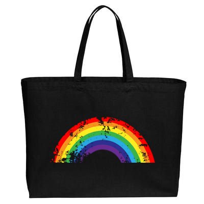 Cool Elegant Rainbow Vintage Retro 80's Style Gift Meaningful Gift Cotton Canvas Jumbo Tote