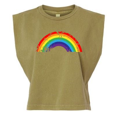 Cool Elegant Rainbow Vintage Retro 80's Style Gift Meaningful Gift Garment-Dyed Women's Muscle Tee