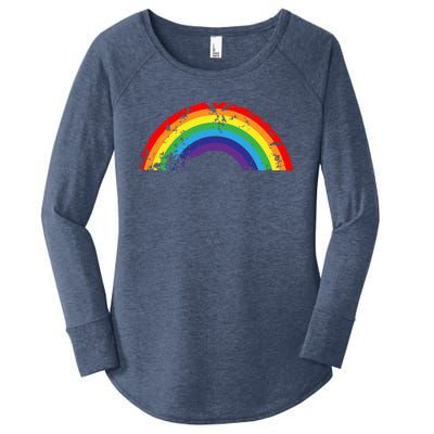 Cool Elegant Rainbow Vintage Retro 80's Style Gift Meaningful Gift Women's Perfect Tri Tunic Long Sleeve Shirt