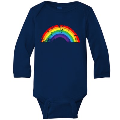 Cool Elegant Rainbow Vintage Retro 80's Style Gift Meaningful Gift Baby Long Sleeve Bodysuit