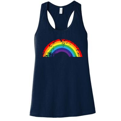 Cool Elegant Rainbow Vintage Retro 80's Style Gift Meaningful Gift Women's Racerback Tank