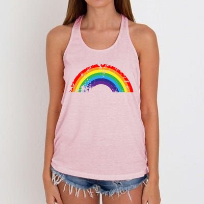 Cool Elegant Rainbow Vintage Retro 80's Style Gift Meaningful Gift Women's Knotted Racerback Tank