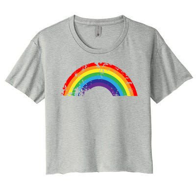 Cool Elegant Rainbow Vintage Retro 80's Style Gift Meaningful Gift Women's Crop Top Tee