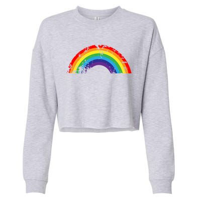 Cool Elegant Rainbow Vintage Retro 80's Style Gift Meaningful Gift Cropped Pullover Crew