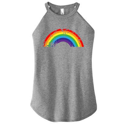 Cool Elegant Rainbow Vintage Retro 80's Style Gift Meaningful Gift Women's Perfect Tri Rocker Tank