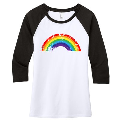 Cool Elegant Rainbow Vintage Retro 80's Style Gift Meaningful Gift Women's Tri-Blend 3/4-Sleeve Raglan Shirt