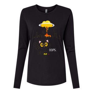 Cat Explosion Red Button Bomb Accident Gift Womens Cotton Relaxed Long Sleeve T-Shirt