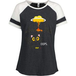 Cat Explosion Red Button Bomb Accident Gift Enza Ladies Jersey Colorblock Tee