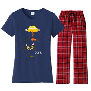 Cat Explosion Red Button Bomb Accident Gift Women's Flannel Pajama Set