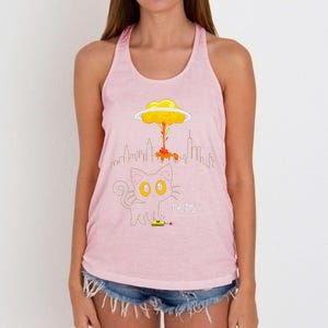 Cat Explosion Red Button Bomb Accident Gift Women's Knotted Racerback Tank