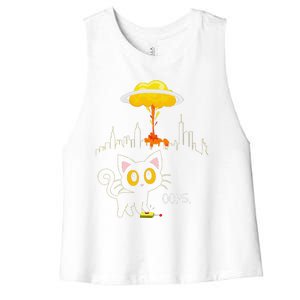 Cat Explosion Red Button Bomb Accident Gift Women's Racerback Cropped Tank